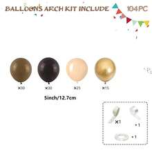 104 pièces Ensemble d'arche de guirlande de ballons marron, ballons or crème marron, convient pour la décoration de fête d'anniversaire des garçons, des filles et des enfants - Multicolore - Voir 2