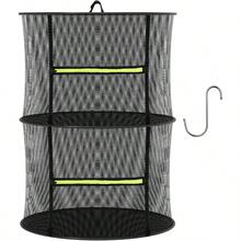 Estante de secado de hierbas de 4 capas, estante de secado colgante de plantas, red de secado de brotes, estante de secado colgante plegable con cremallera verde, tijeras de jardín y ganchos para hierbas, semillas, interior/exterior 60cm - 2 capas - Ver 1