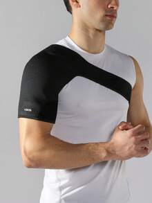 VBOSI 1pc Unisex Breathable Elastic Shoulder Support Rotator Cuff Brace, Adjustable For Left Or Right Arm, Suitable For Gym And Sports - Black - View 6