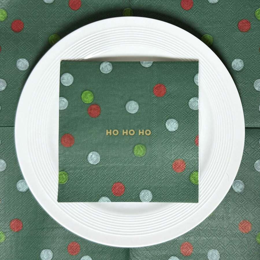 20 piezas Servilletas de papel navideñas, tamaño plegado de 5 pulgadas, impresas con HOHOHO, servilletas de cóctel de 3 capas, servilletas de papel desechables decorativas de Papá Noel de colores para postre, servilletas para bebidas para fiestas, bodas, cumpleaños y decoración de fiestas navideñas