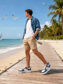 Giày thể thao cổ thấp họa tiết hình khối màu ngẫu nhiên thời trang nam, giày đế bằng buộc dây, giày thường ngày, giày đa năng cho hoạt động ngoài trời - Bách Lan - Xem 12