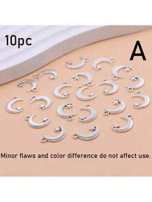 20PCS/10pcs/5pcs Silver Plated Moon And Star Charms For Jewelry Making DIY Necklace Bracelet Earrings Accessories Cheap Craft Supplies For Eid, Ramadan,Anti-Rust 304 Metal Pendant, For Jewelry Making, DIY Handcraft Supplies, Necklace And Bracelet Accessories