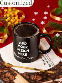 1个可定制陶瓷马克杯/杯子，可定制图案咖啡杯，可定制双面照片/Logo/文字名称 - 大容量，厚杯身，多种颜色可选。个性化照片周年纪念马克杯。 - 多色 - 查看 8