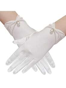 D EXCEED 1/2/4Pcs Bridal Wedding Show He Wedding Yarn Show He Retro Satin Short Chinese Style Dress Evening Short Satin Gloves, Tea Party, Bridal Wedding Gloves Accessories - Satin Wedding Gloves - View 18