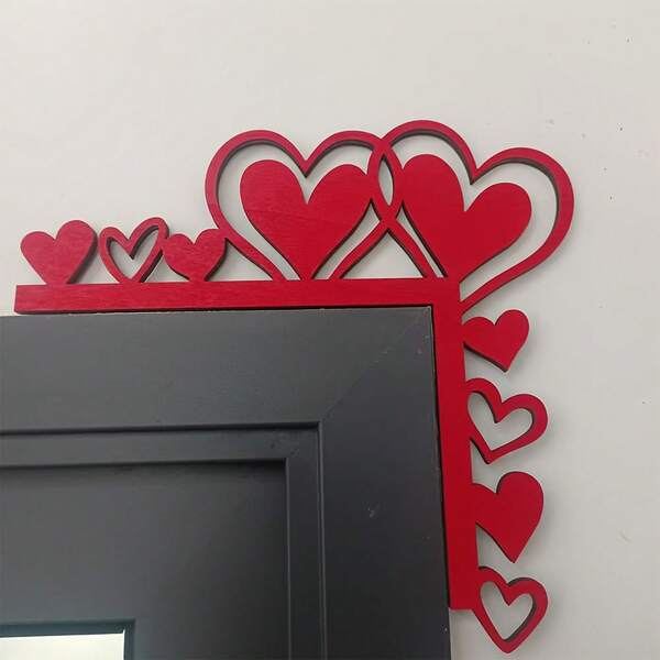 1 pieza Marco de puerta en forma de corazón de madera para decorar esquinas, diseño romántico de amor, adecuado para el Día de San Valentín/Boda/Fiesta en casa, accesorio de decoración cálida para el hogar