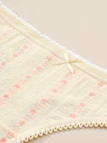 5pcs Women's Panties Set, Minimalist Cute Cotton Panties, Floral Hollow-Out Thong - Multicolor - View 9