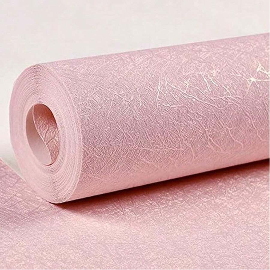 1 捲絲綢粉色乙烯基壁紙/撕貼式壁紙/自黏可移除牆貼/適用於臥室/客廳/牆面裝飾/抽屜/梳妝台/桌面/家居裝飾/房間裝飾/防水易清潔