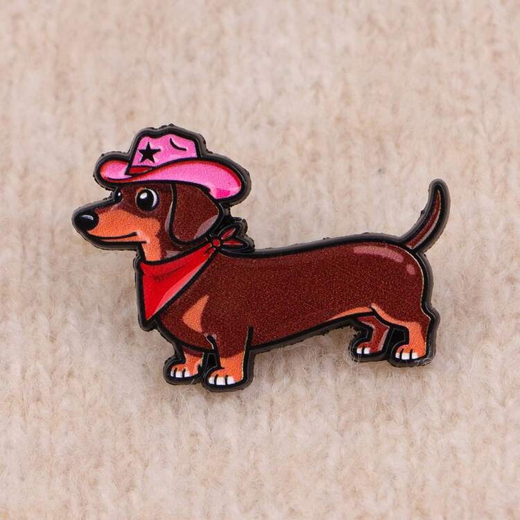 可爱动物腊肠犬珐琅别针卡通彩色狗胸针徽章背包翻领别针服装配饰时尚珠宝礼品 - 彩色 - 查看 11