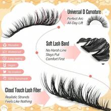Calphdiar Eyelash Clusters 30D+40D+50D+60D+80D+100D Lash Clusters Wispy Individual Lashes 476PCS D-Curly Lash Extension 10-16MM Natural Lashes Clusters DIY Cluster Eyelash Extensions For Beginners - ColorA - 查看 5