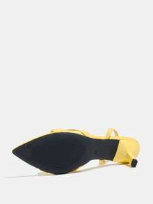 女士高跟鞋，时尚高端猫跟尖头闪亮交叉绑带，高品质柔软镜面材质，性感优雅踝带，舒适百搭，适合任何正式场合，黄色女士礼服凉鞋 - 黃色 - 查看 7