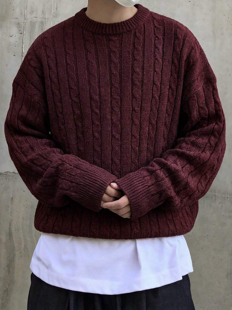 Áo len chui đầu cổ tròn nhẹ, dáng rộng thoải mái, ấm áp cho cả nam và nữ mùa thu/đông - Màu Đỏ Sâu - Xem 1