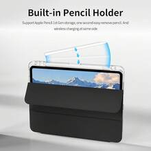 1pc With Pen Slot Premium Soft Silicone & Acrylic Material Protective Cover, New Year Themed | Suitable For 10.9 / 10.2 / 9.7,  Air 2 / 4th Generation / 5th Generation,  Pro 11-Inch (2022) / 10th Generation | Tablet PC Case With Pen Slot, Foldable Lightweight Stand Hybrid Design | Learning & Home Office Accessories, Streamlined Style, High-Quality Materials, Sturdy Structure | Perfect For Digital Artists, Christmas Accessories, School Students (Online Classes/Note-Taking), Office Workers (Remote Meetings/Business Presentations), Content Creators (Editing/Vlogging/Live Streaming) & Daily Use | Fashion-Forward Digital Accessory For Girls, Women & Teens - 黑色 - 查看 10