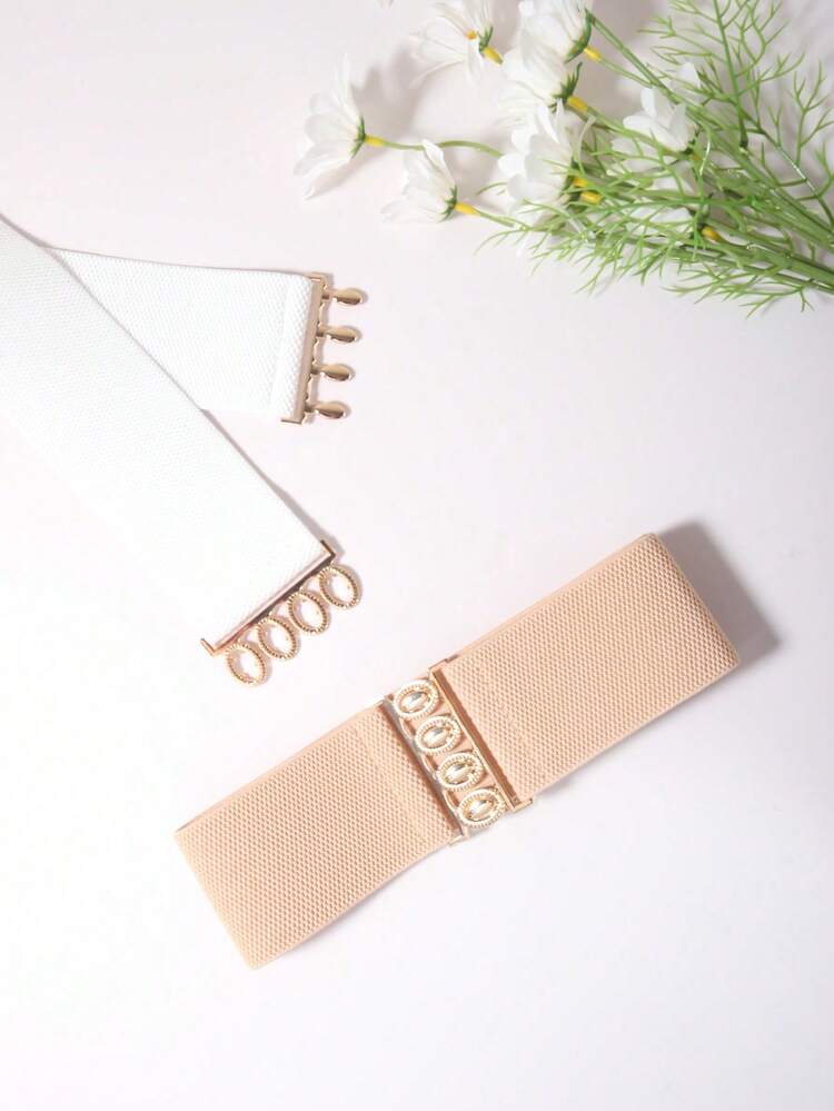 2 piezas Cinturón elástico de cintura sólida, diseño ancho, adecuado para que las mujeres lo usen en verano, otoño y de vuelta a la escuela - Multicolor - Añade 8