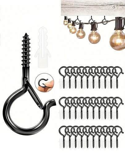 5/10/20/30pcs Heavy Duty Metal Screw Hooks, Suitable For Indoor/Outdoor Use - Great For Hanging Plants, LED Lights, Wind Chimes And Garage Decor