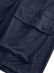 Bộ 2 món gồm áo thun nam màu xanh navy dáng rộng và quần short kaki, kiểu dáng thể thao thường ngày, trang phục thoải mái phù hợp cho bãi biển, kỳ nghỉ và du lịch. - Màu xanh hải quân - Xem 10