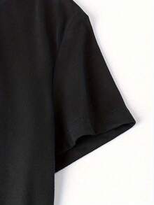 Women Round Neck T Shirt Auntie Godmother Bestie Print Short Sleeve Casual Top For Family Events And Everyday Wear - 黑色 - 查看 3