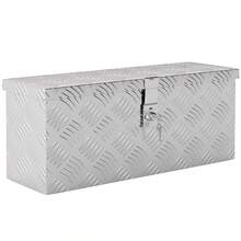 HOMCOM Aluminum Storage Box With Lock And Keys, 50 X 15.5 X 20.5