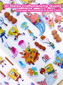 SpongeBob SquarePants 新款卡通贴纸，防水可重复使用贴纸书 - 彩色 - 查看 2
