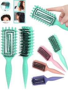 Hair Brushes-EU+UK Curly Hair Brush Curl Defining Brush, Curling Hair Styling Comb, Curling Comb, Curling Hairstyling Brush, For Grooming And Shaping Men And Women's Curly Hair, Reduces Pulling - Square - View 9