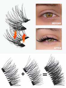 MAANGE 2/1 paire de faux cils magnétiques, faux cils magnétiques portables, look naturel, faux cils magnétiques améliorés, plus pratiques à porter et à retirer, essentiels pour les voyages d'été, les cadeaux de vacances, les vacances à la plage, les voyages de camping, le sac à dos en Europe - Demi-croix des yeux - Voir 11