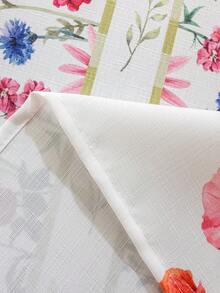 1 pieza Mantel rectangular estilo bohemio, estampado floral colorido, lavable, adecuado para decoración del hogar diaria, cocina, comedor, sala de estar, fiestas, citas, festivales, /verano - Flores silvestres con bordes verdes - Ver 4