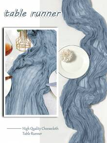 10条/包，10英尺（3米）灰色和红色波西米亚风粗棉布桌旗，适合婴儿派对、婚礼、夏季花园和农舍装饰 - 鐵鏽紅 - 查看 8