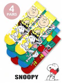 1/3/4 Pairs Snoopy Cartoon Socks, Comfortable Soft Sports Socks For Men And Women, All Season Wear, Creative Cartoon Pattern Fashion Versatile Soft Comfortable Socks - Multicolor - View 9