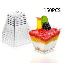 5pcs/20pcs/50pcs/100pcs/Set Transparent Square Mousse Cup, Dessert & Pastry Cup For Pudding And Sweet Treats Back To School - Clear - View 14