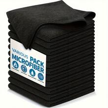 10pcs/Order Of Black Industrial Microfiber Cleaning Cloths - Super Soft, Quick-Drying, Absorbent, Shrink-Resistant - For All Surfaces - Suitable For Home & Office Cleaning - Great Gift For Housewarming & Cleaning Enthusiasts,Kitchen,Kitchen Essentials,Cleaning Cloth - màu đen - Xem 1