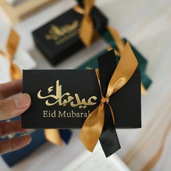 10Pcs Eid Mubarak Candy Box Set Paper Packaging Gift Bag Party Favor Ramadan Gift Box Muslim Islamic Party Supplies Kareem Decoration