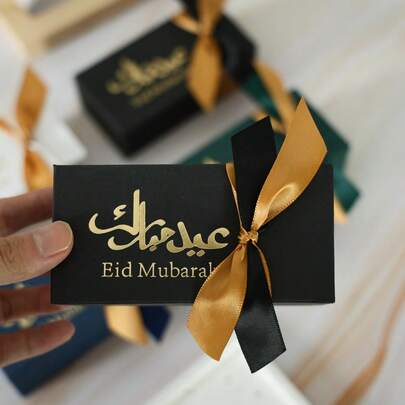 Bộ 10 hộp kẹo Eid Mubarak, túi quà giấy, quà tặng tiệc tùng, hộp quà Ramadan, đồ dùng tiệc Ramadan theo phong tục Hồi giáo, đồ trang trí ngày lễ.