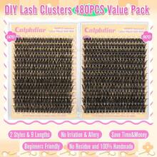 Calphdiar Lashes Clusters 60D+80D Thick Eyelash Clusters 480PCS Wispy Lash Clusters Eyelash Extensions Fluff D-Curly Individual Lashes 10-18mm DIY Volume Lash Extension At Home - MàuH - Xem 2