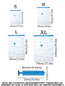 真空密封袋 透明PVC 多尺寸大容量 附手壓幫浦 用於衣物、床上用品、枕頭與毛毯 節省空間 郵輪必需品 秋冬居家收納 臥室裝飾 秋季裝飾 - 彩色 - 查看 3