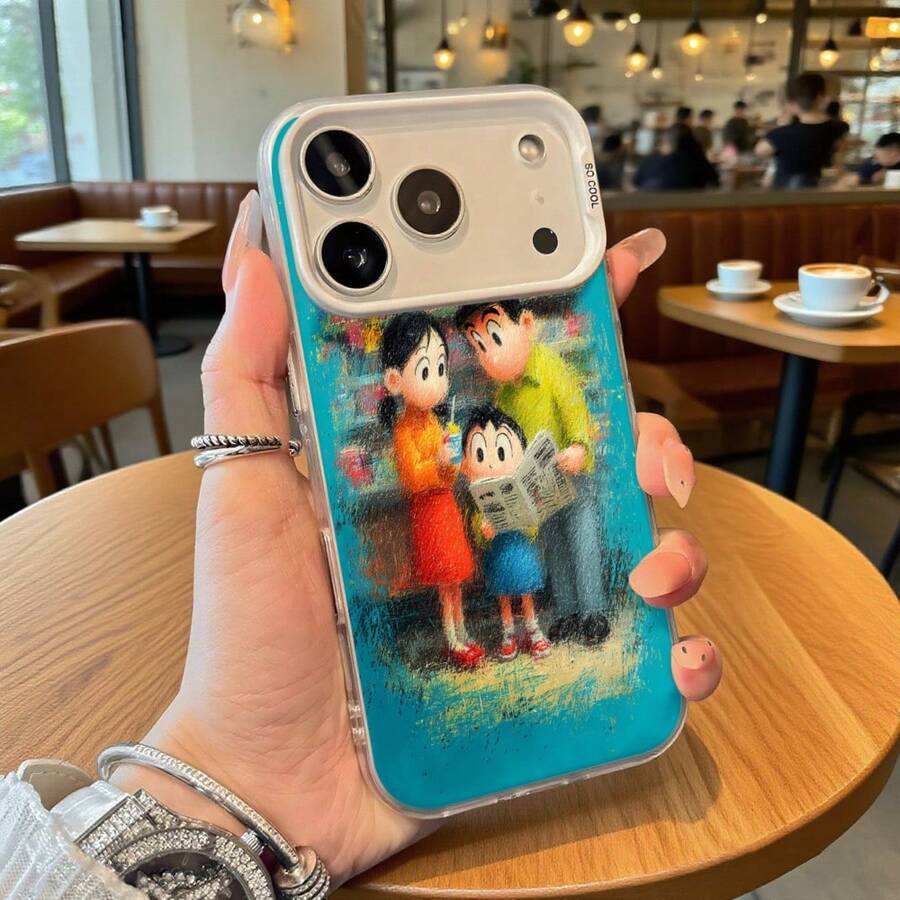 Funda de Teléfono Color Azul Impresión de la Familia Para iPhone 14 13 12 11 Pro Max y Galaxy S23 S22 S21 S20 Opción de Regalo Ideal Para Todas las Temporadas - Plateado - Ver 1