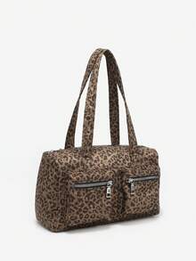 1个复古简约蝴蝶结爱心装饰外露内衬黄色多口袋大容量单肩保龄球波士顿包，适合约会、外出、派对等场合。 - 彩色 - 查看 2