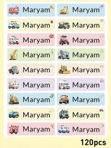 100/200/500 szt. Pojazdy inżynieryjne, niestandardowe, wodoodporne naklejki, spersonalizowane etykiety imienne, naklejki na artykuły szkolne, etykiety na ubrania do żłobka, etykiety na ubrania, niestandardowe naklejki na etykiety imienne, personalizowane naklejki, spersonalizowana naklejka, artykuły szkolne dla chłopców i dziewcząt, ciepła atmosfera, jesienne odświeżenie domu, dekoracja świąteczna, harmonia w domu