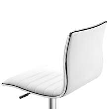 HOMCOM Armless Office Chair, Height Adjustable 78-90, Cosmetic Chair With Backrest, Up To 120 Kg, Leather, White (Available On Site) - 1 - View 8
