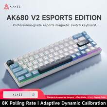 AJAZZ MINI 65% Layout New Product AK680 V2 Wired Magnetic Switch Mechanical Keyboard Ice Island Switch 68-Key Compact Ergonomic Office Keyboard 8K Gaming Mechanical Keyboard RGB DIY Support Multi-System Suitable For Gaming Games And Office - Multicolor - View 13