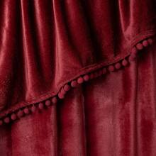 Fleece Throw Blanket For Couch With Pom Pom Fringe, Maroon Burgundy Red, Soft Cozy Fuzzy Flannel Blanket For Sofa Bed, Lightweight Plush All Season Throw, 50x60 Inches - Wine Red - 查看 5