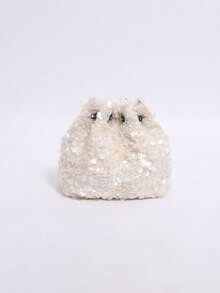 Dedoo Túi xách nữ kiểu dáng xô, dây đeo xích, họa tiết chần bông, mẫu mới năm 2024. - trắng - Xem 6