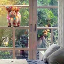 1pc Cute Highland Cow Christmas Ornaments, 1pc 2D Acrylic Decor, Non-Traditional & Adorable Suitable For Christmas Tree Hanging Decoration Christmas Decorations Home Christmas Gifts Christmas Decor - 彩色 - 查看 8