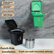 1pc Stainless Steel Wall Mounted Ashtray With Lid,Hanging Garbage Bin, Trash Can Shape - Anti-Flying Ash, Creative Home And Bathroom Decoration, Suitable For Living Room, Bedroom, Holiday Gift,Waste Bin For Home, Office, Toilet, Kitchen