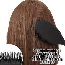 2个假发头架套装，含3个假发梳子 - 坚固耐用的假发支架，底座稳固，符合人体工程学设计，可安全放置假发，沙龙专业人士适用，经久耐用，专业造型，沙龙及家庭使用 - 兼容所有假发 - 黑色 - 查看 6