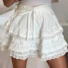 Livesso Women Lace Patchwork Short Elegant Shorts, White, All Season,Skorts Fall - White - View 9