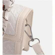 Fashionable High-End Pu Tote Bag With Versatile Square Shape And Cute Cherry Print, Perfect For Shopping, Dating Or Cross-Body For Girls Send Scarf., Best Mother's Day And Valentine's Day Gifts - trắng - Xem 7