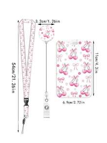 粉色蝴蝶结、樱桃、豹纹卡套，带可伸缩证件夹、登山扣、粉色可伸缩证件卷轴和可拆卸挂绳 - 励志语录证件钥匙扣，适合医生、护士、教师、女学生和办公室职员，圣诞节、感恩节、新年礼物 - 彩色 - 查看 10