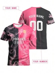 Customized La Liga Men's Football Jersey, Comfortable Round Neck Sports Sweatshirt, Suitable For Football Training, Casual Wear, And Gift - Rose Red - View 10