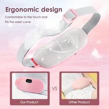 Cordless Heating Pad For Period Cramps: Portable Menstrual Heating Belt With 3 Heat Levels 4 Massage Modes - Wearable Waist Heating Pad For Women Girls - 粉色 - 查看 6