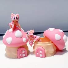 1set/2pcs 3D Printed Mushroom House + Mushroom Dragon Model Table Decoration Sculpture Table, 3D Printed Movable Articulated Animal Table Simulation Model, Stress-Relieving Creative Festival Gift Table Gift - Multicolor - View 4