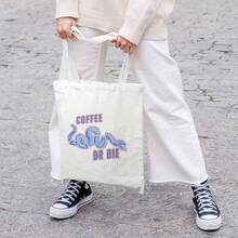 1pc Black Rifle Coffee Printed Tote Bag, Women's Casual Handbag For Work, Beach, Shopping, Machine Washable Polyester - trắng - Xem 1